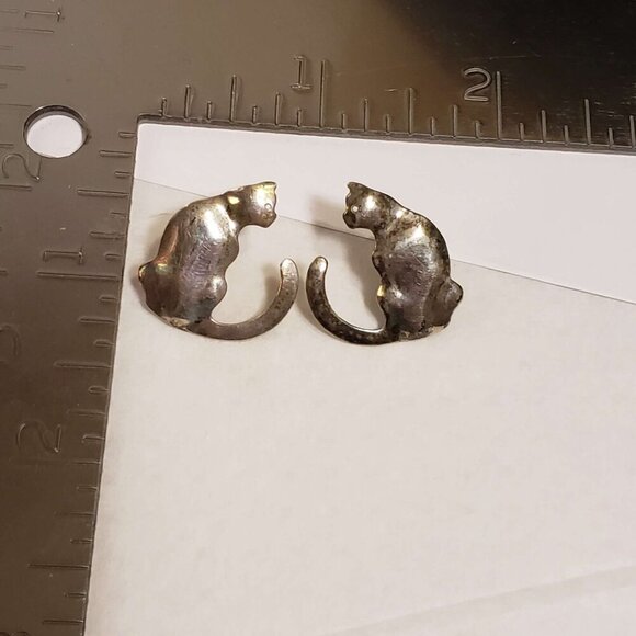 Sterling Silver Cat Earrings - Fragile But Pretty Adorable - Picture 3 of 5